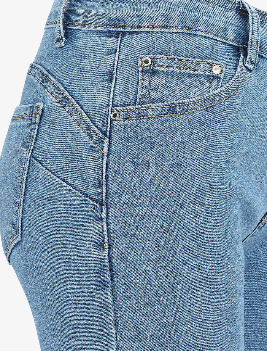 Bermuda push up en jean à ourlets - Bleu - 3