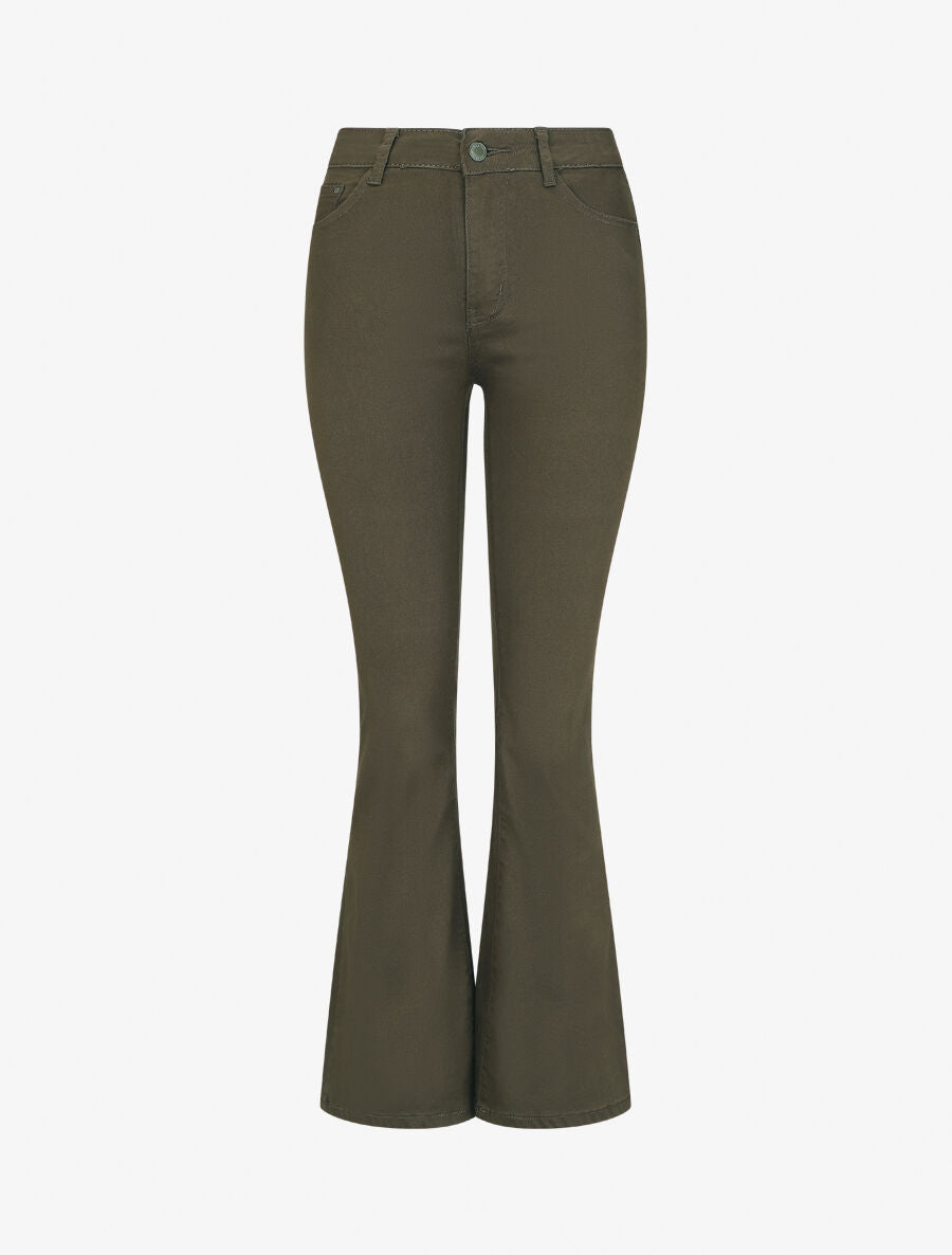 Jean uni taille standard coupe flare - Kaki - 6