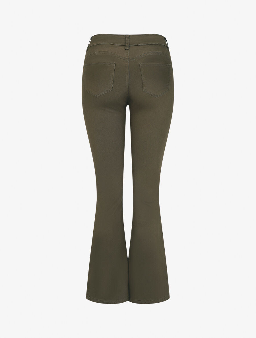 Jean uni taille standard coupe flare - Kaki - 2