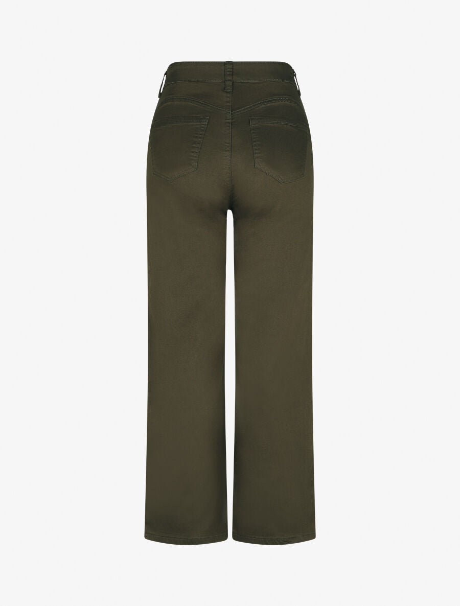 Jean droite taille haute uni - Kaki - 2