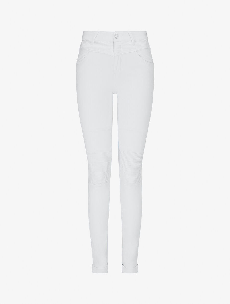 Jean uni à genoux renforcés coupe slim - Blanc - 4