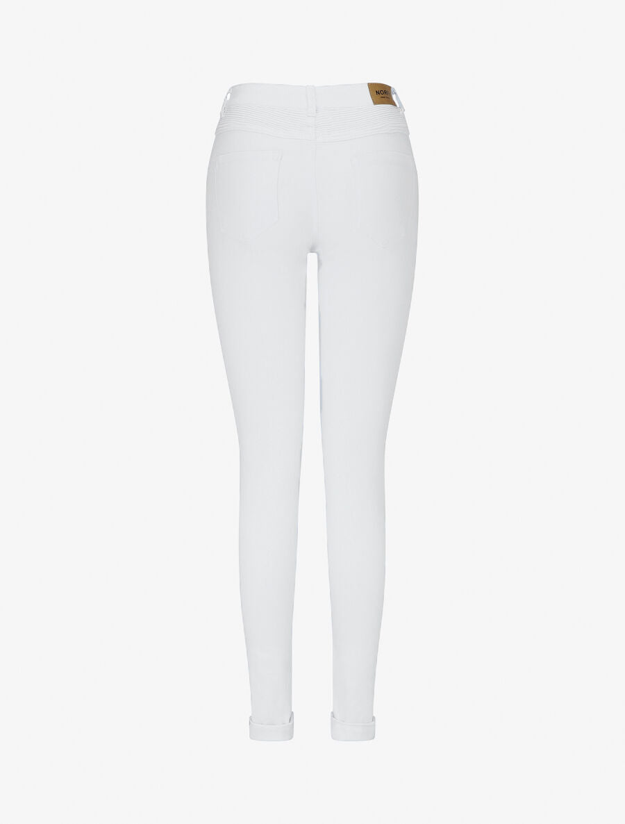 Jean uni à genoux renforcés coupe slim - Blanc - 2