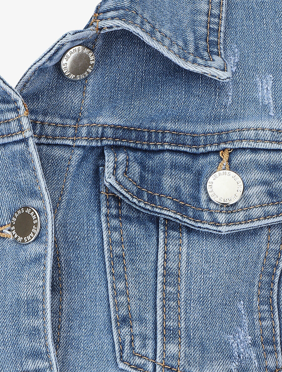 Veste en jean légères griffures - Bleu - 3