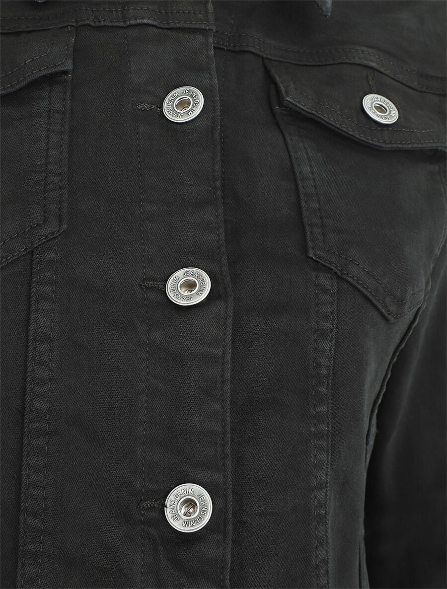 Veste en jean droite - Noir - 3