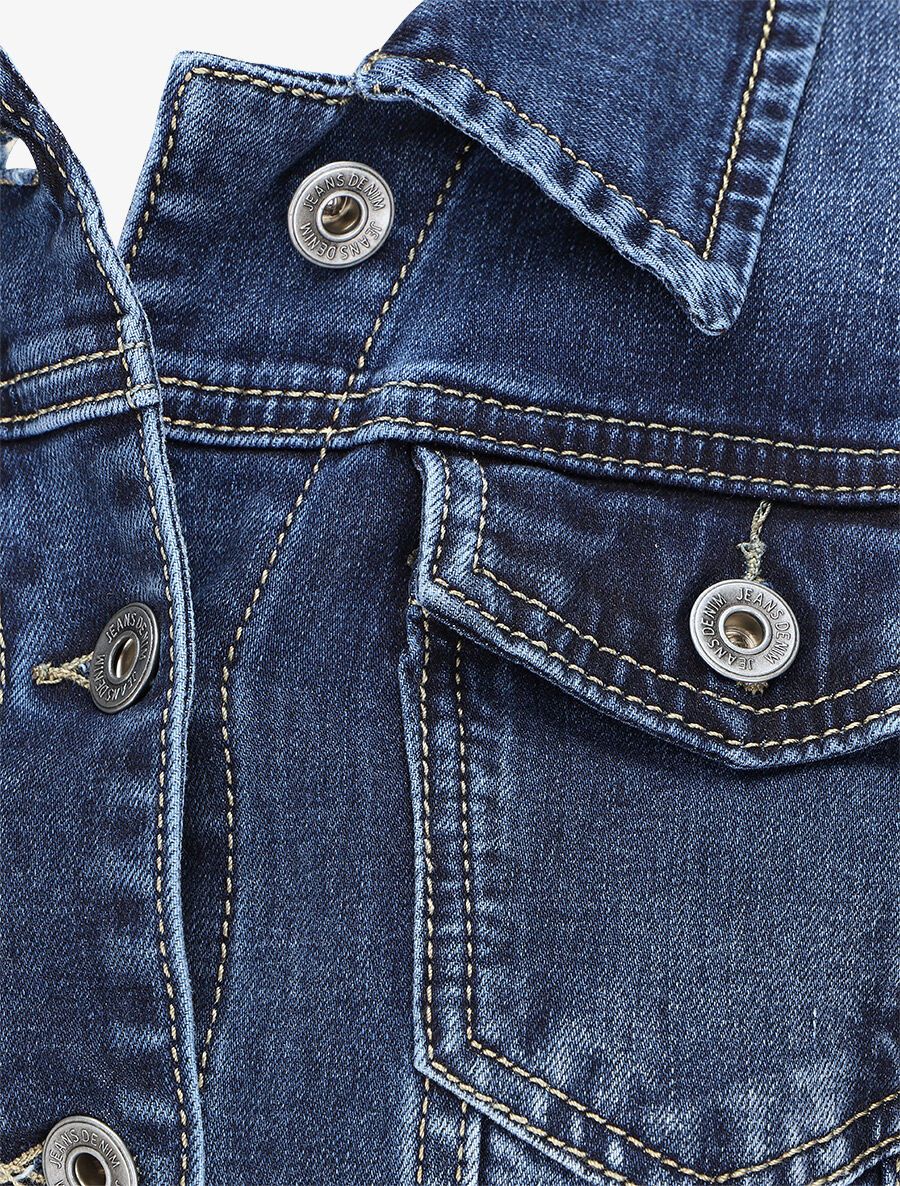 Veste en jean ajustée - Bleu - 3