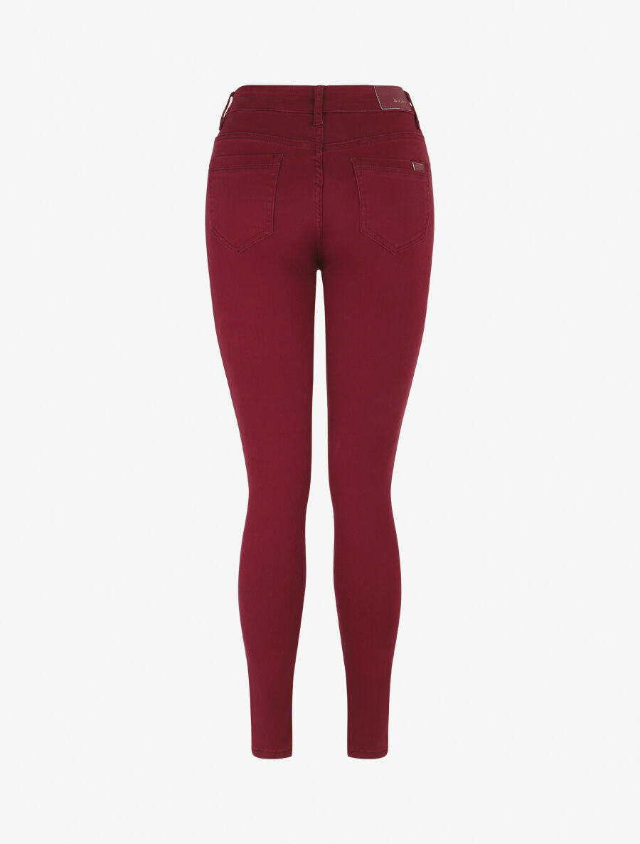 Jean uni coupe slim - Rouge grenat - 2