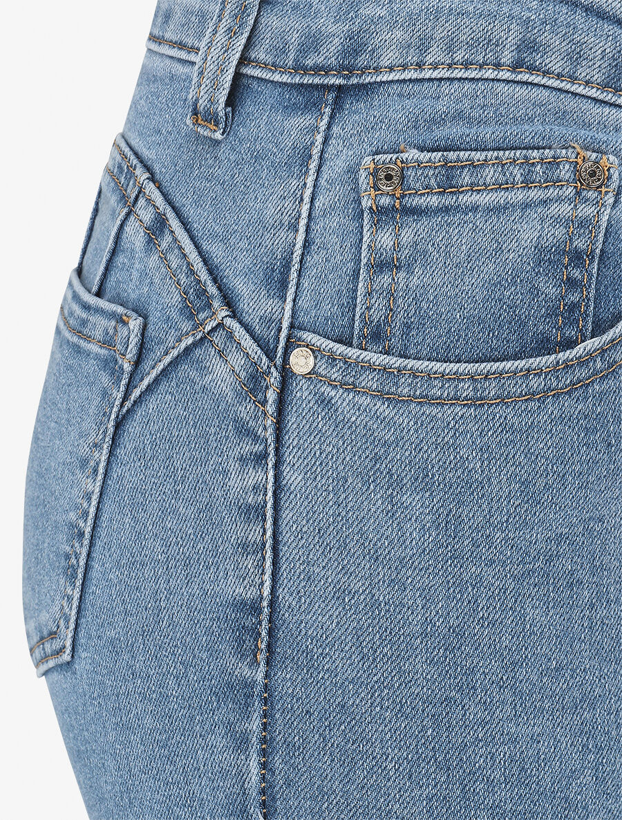 Jean à bords effilochés coupe flare - Bleu - 3