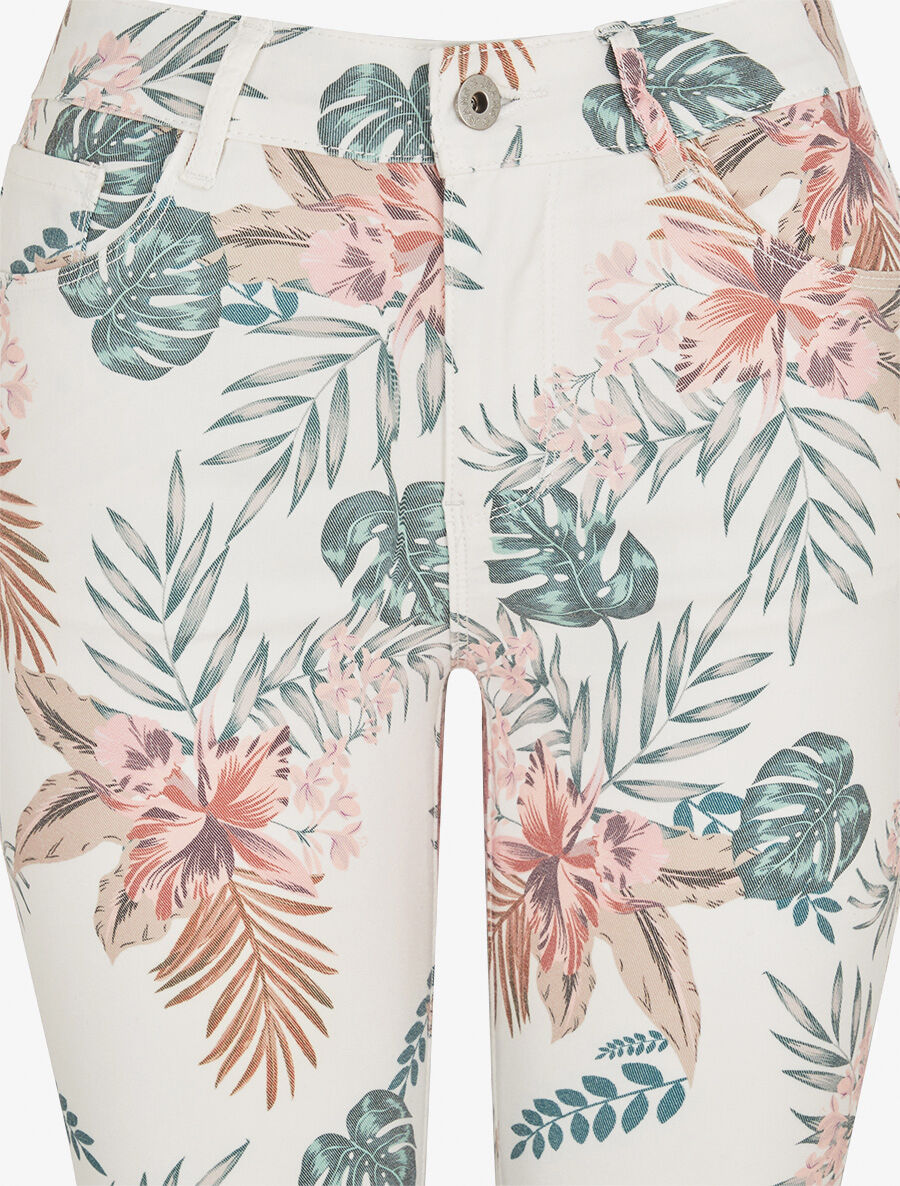 Jean slim imprimé feuillage - Blanc - 3