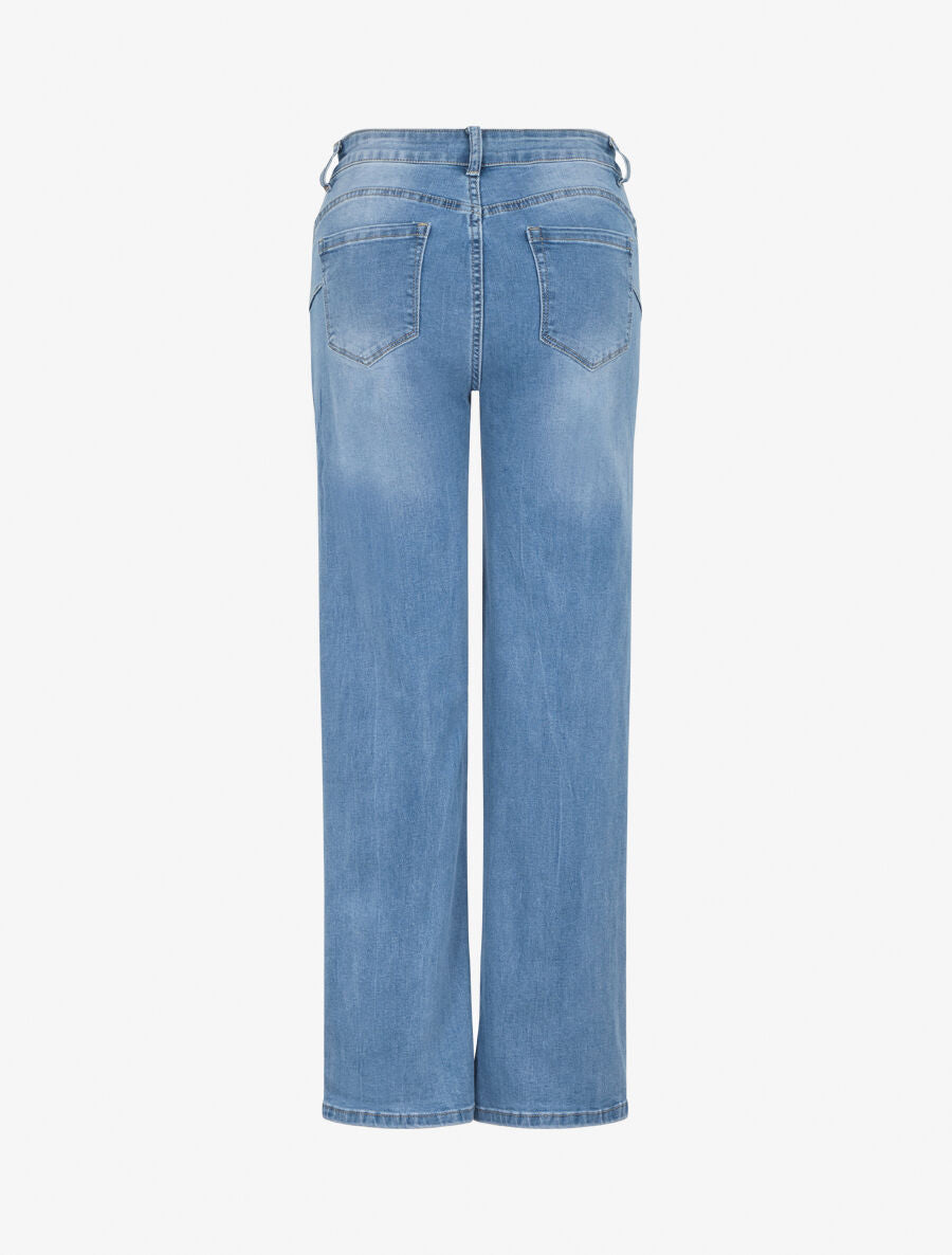 Jean push up délavé coupe droite - Bleu - 2