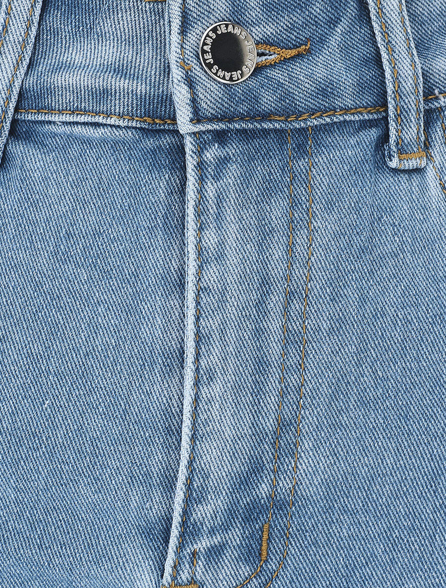 Jupe mi-longue en jean - Bleu - 3