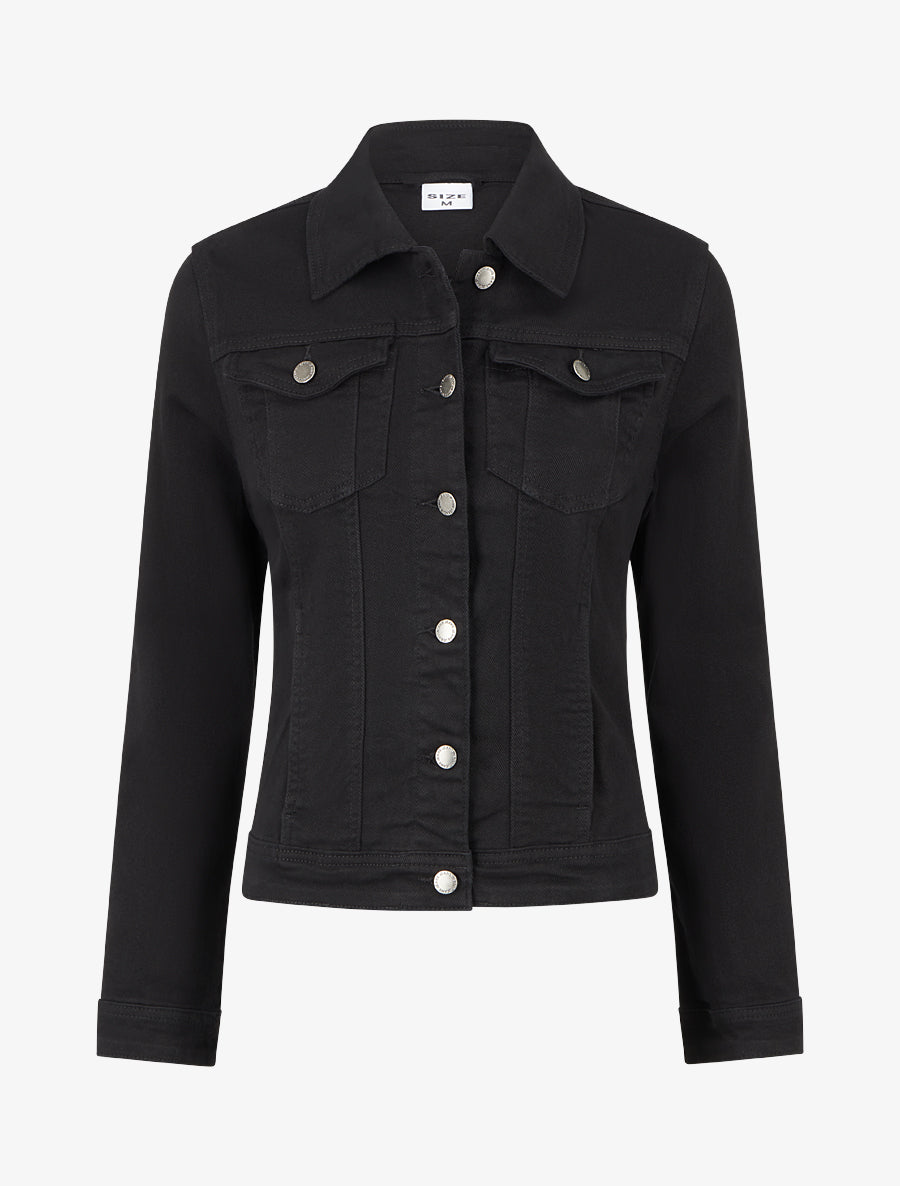 Veste en jean coupe droite - Noir - 1
