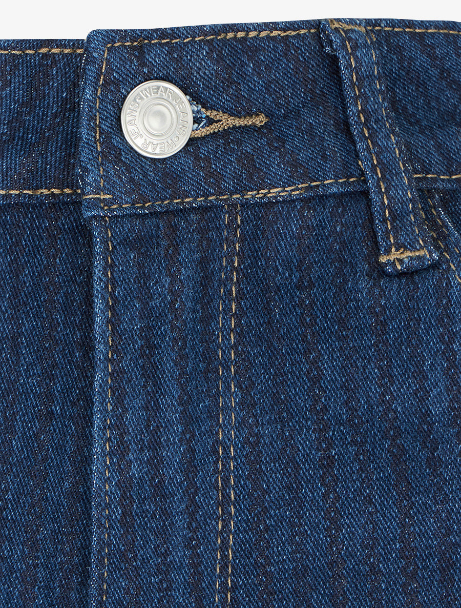 Jean droit taille haute à rayures - Bleu brut - 3