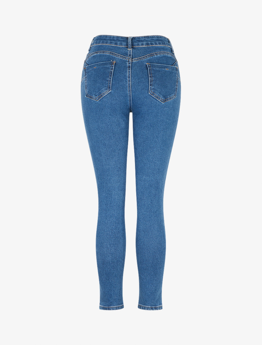 Jean coupe skinny taille haute - Bleu - 2