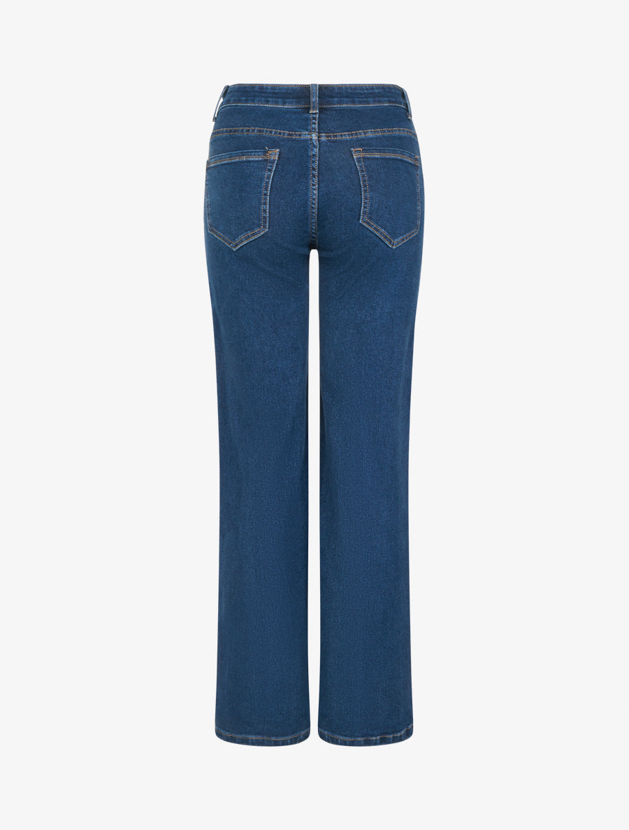 Jean wide leg à poches ornées de boutons - Denim - 2