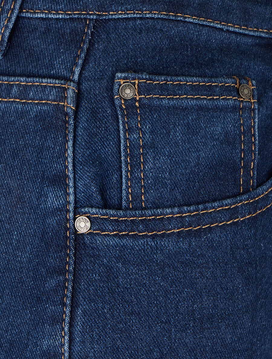 Jean ample à revers et taille haute - Bleu - 3