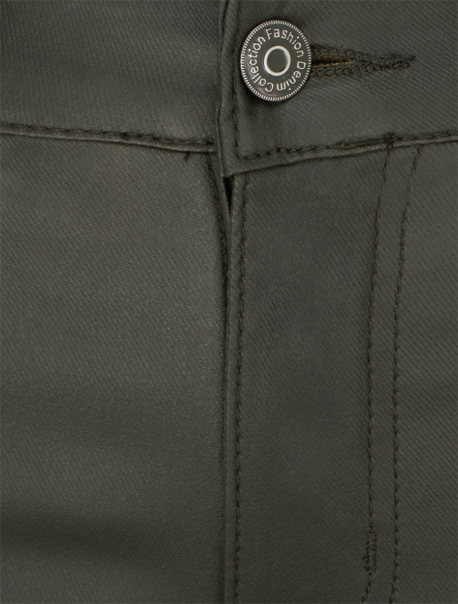 Jean skinny enduit taille standard - Kaki foncé - 3