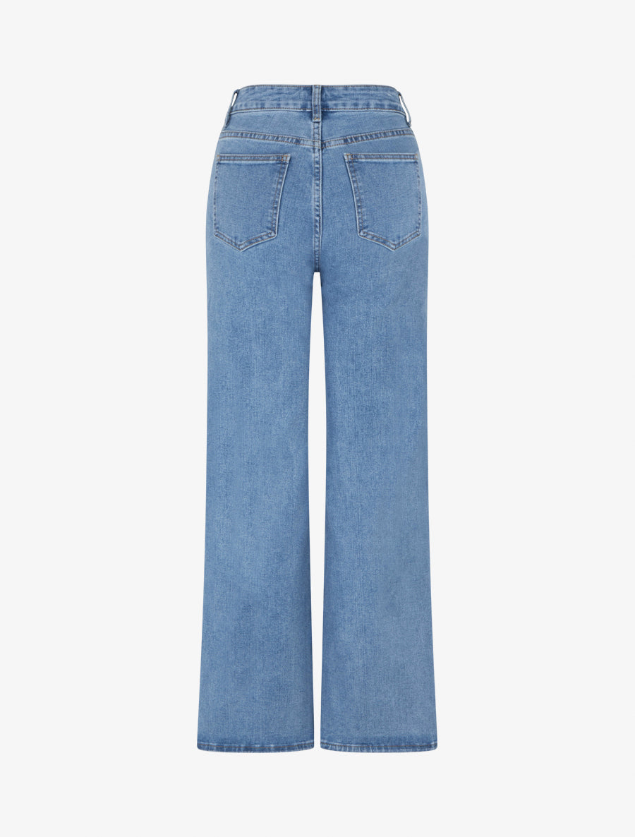 Jean ample push-up à boutonnage croisé - Bleu clair - 2