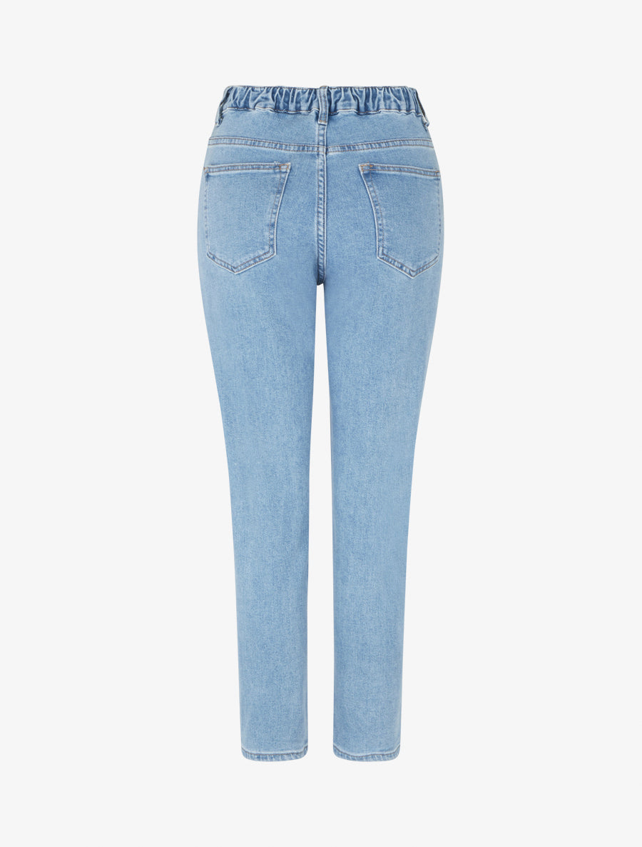 Jean élastiqué coupe mom fit - Bleu - 2