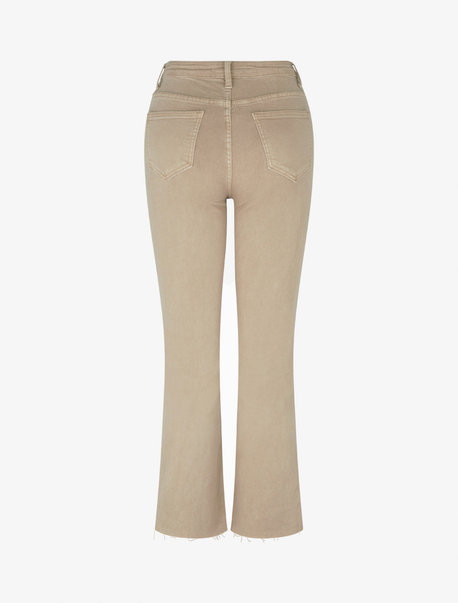 Jean flare taille haute à bords francs - Beige - 2