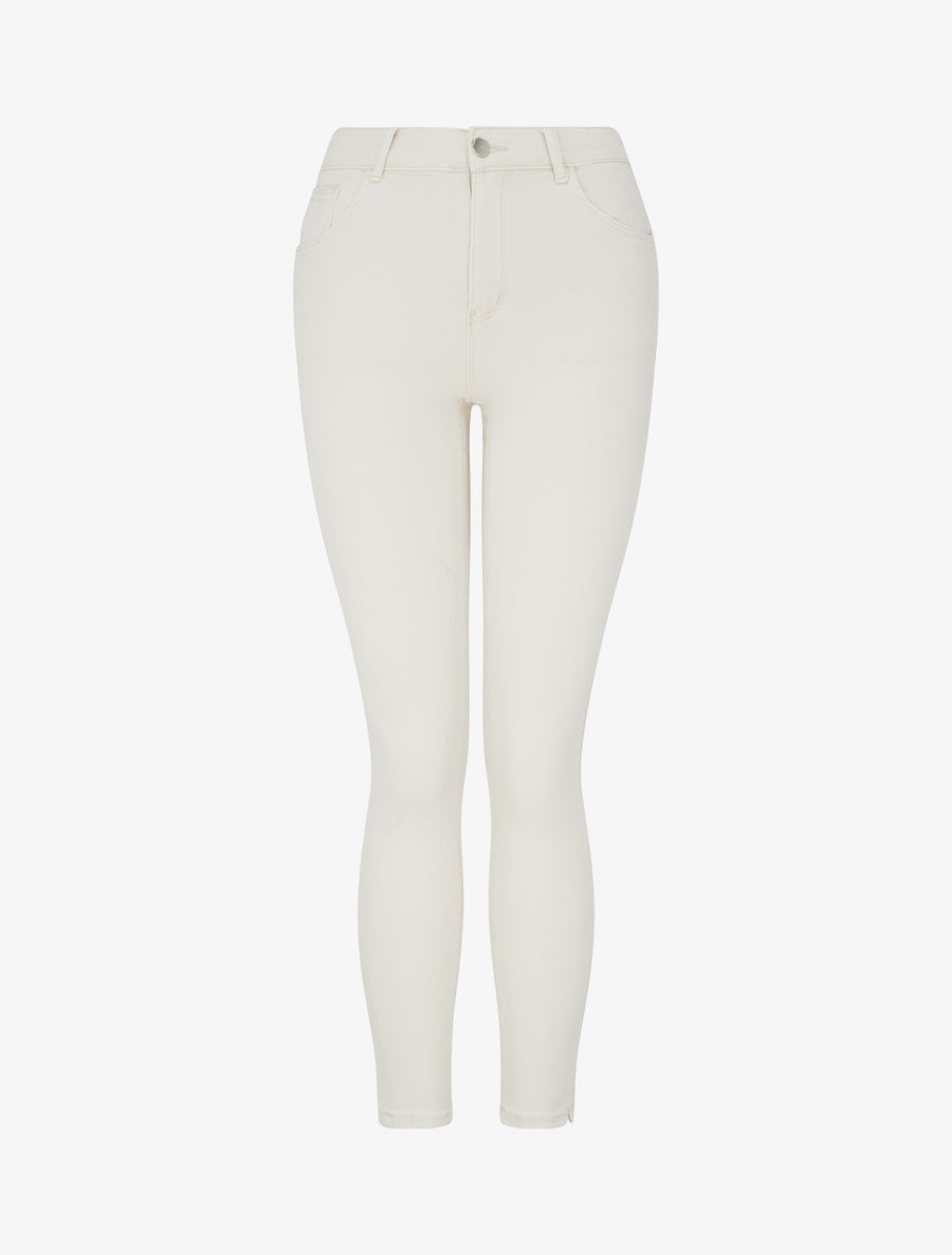 Jean skinny uni à taille standard - Beige clair - 1