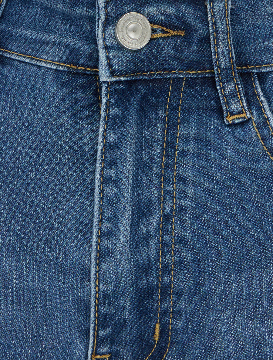 Jean slim délavé taille haute - Bleu - 3