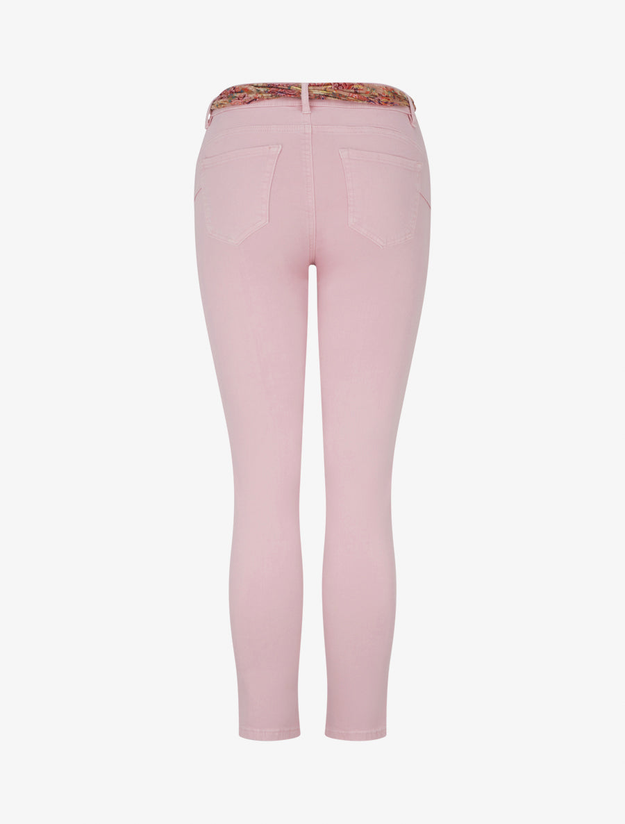 Jean skinny à ceinture imprimée - Rose pâle - 2