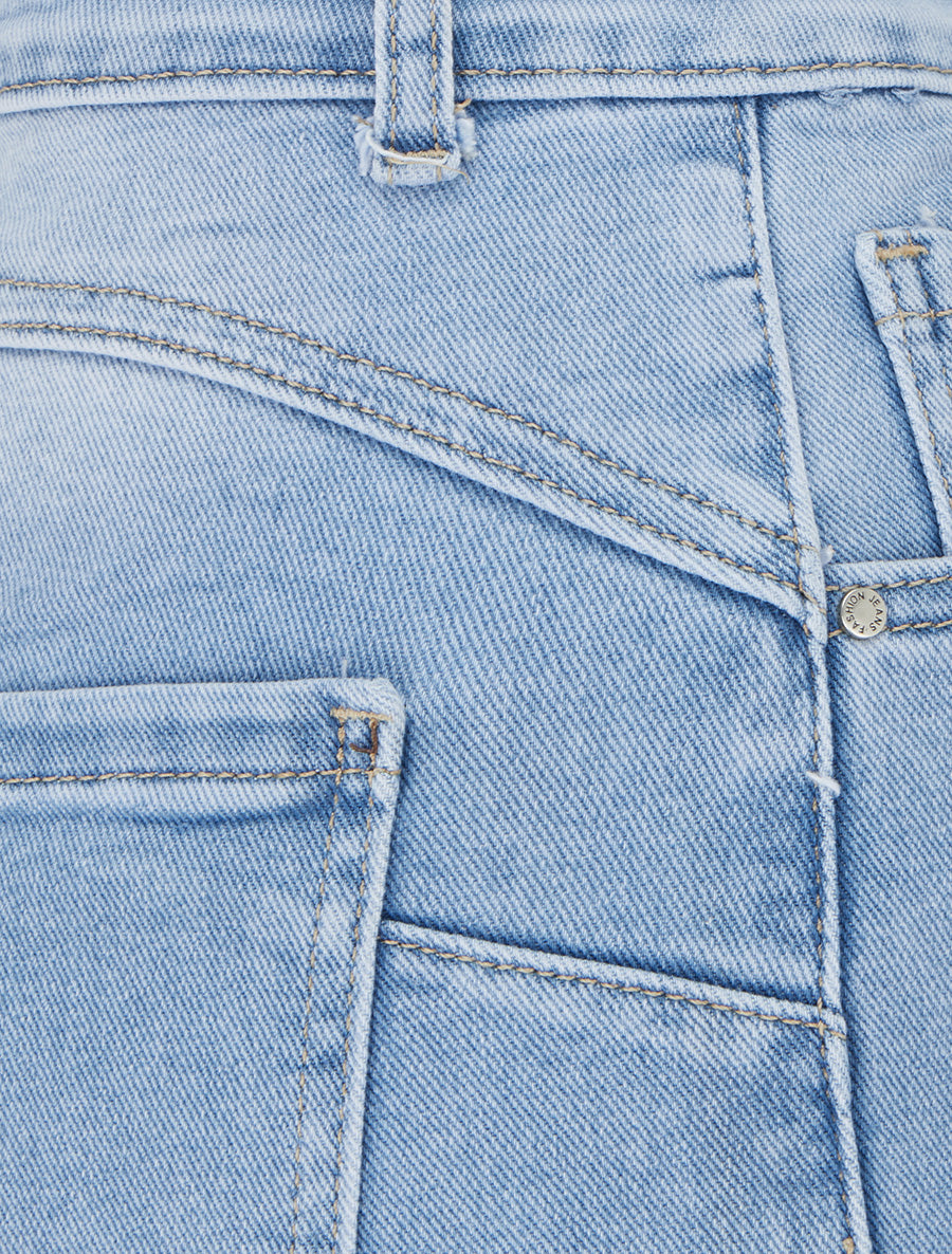 Jean push up à coutures apparentes coupe droite - Bleu - 3