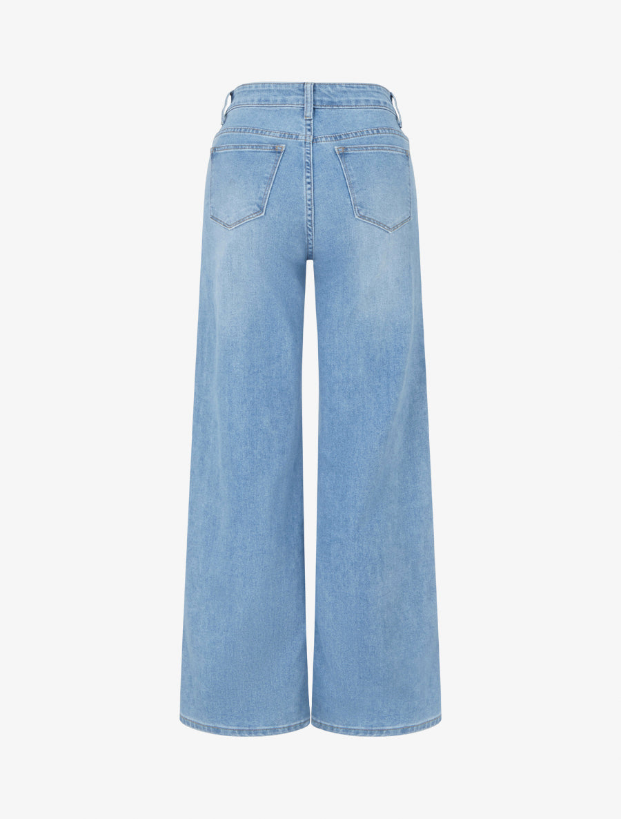 Jean push up wide leg coupe droite - Bleu - 2