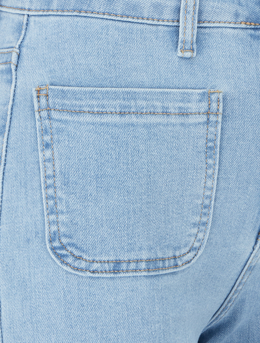 Jean push up à poches plaquées coupe droite - Bleu - 3