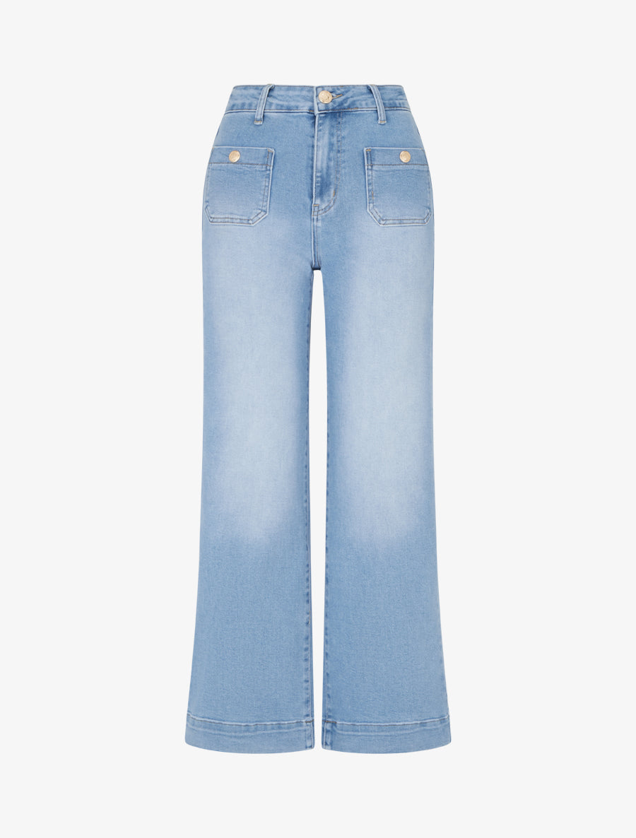 Jeans droit à poches plaquées - Bleu clair - 1