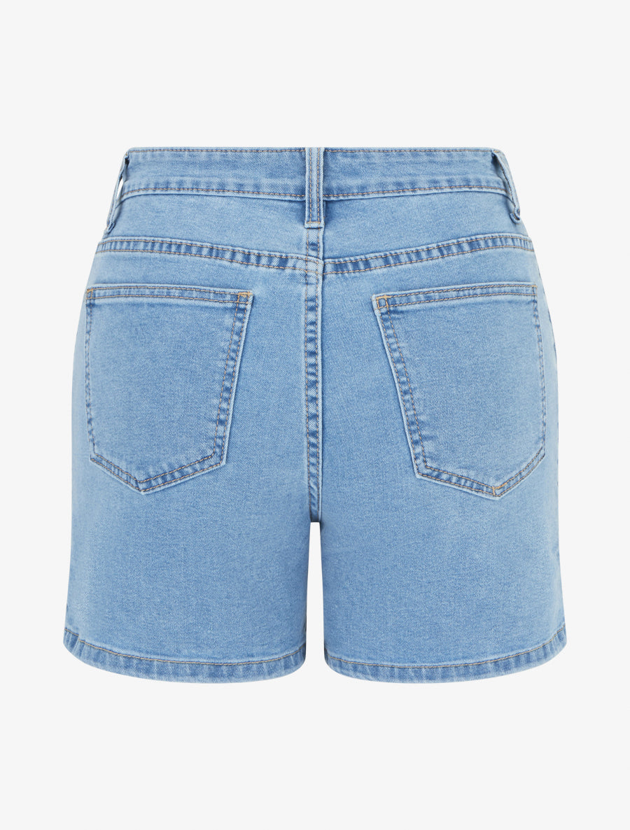 Short en jean bords fendus - Bleu - 2