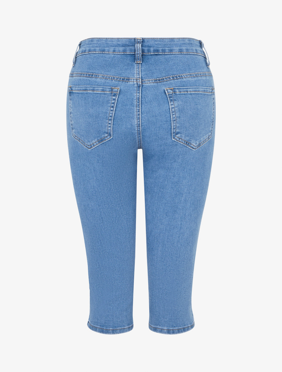 Pantacourt en jean clouté - Bleu - 2