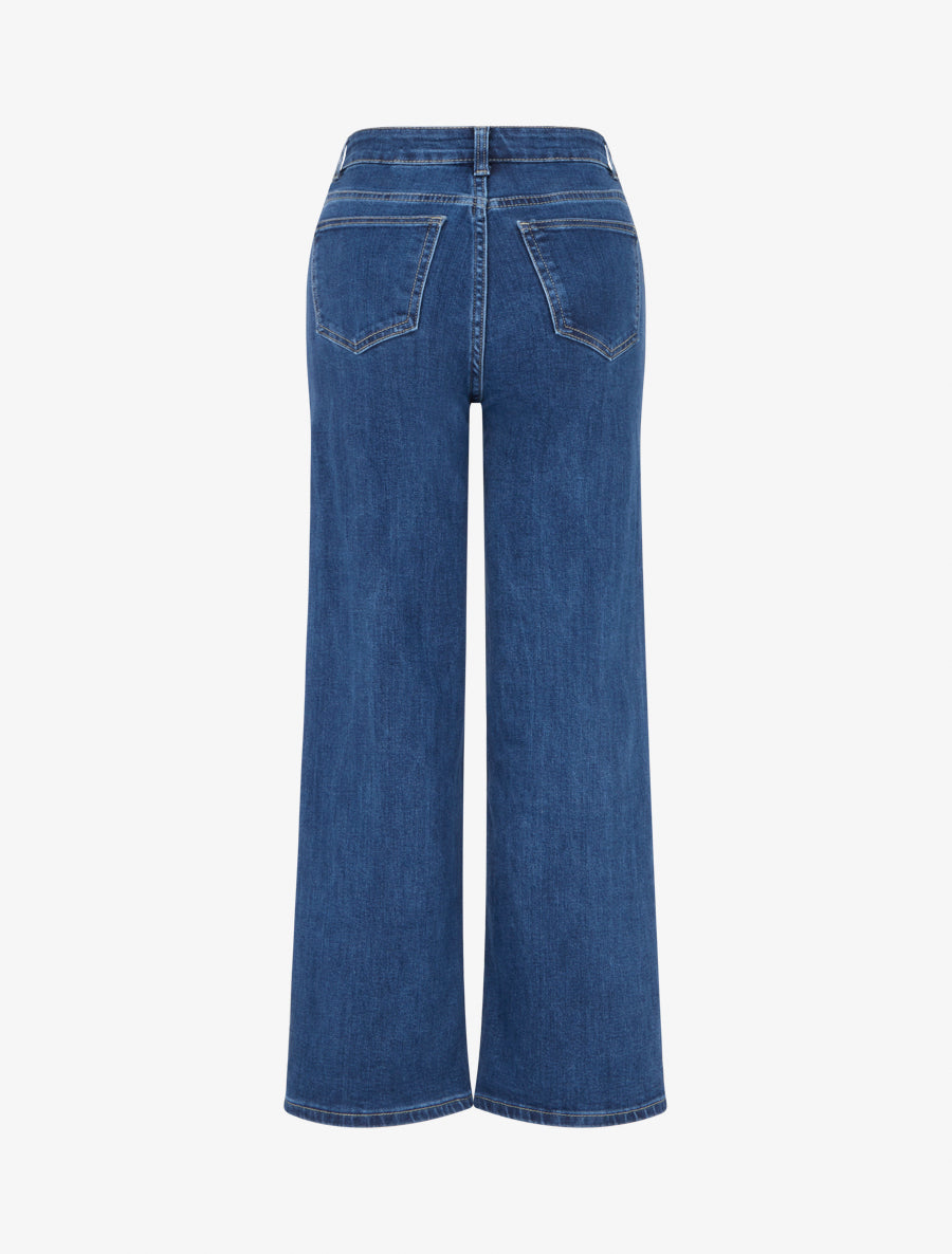 Jean wide leg imprimé étoiles - Bleu - 2