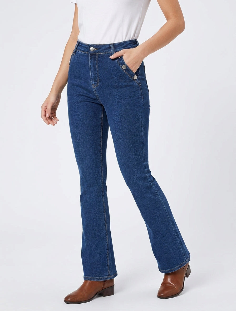 Jean met knoopzakken - Blauwe denim