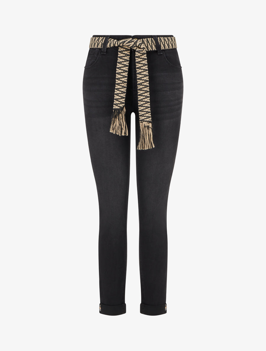 Jean à revers coupe skinny - Noir - 1