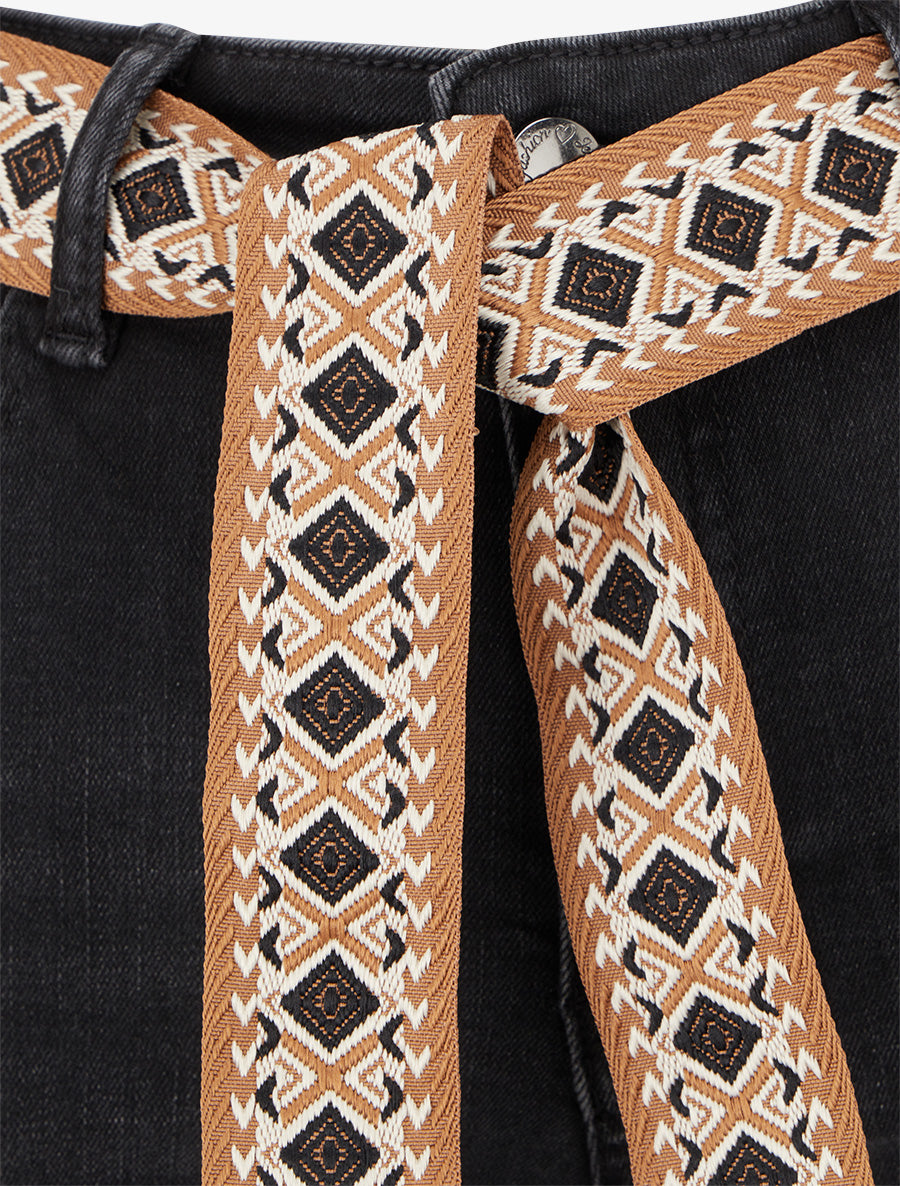 Jean slim à ceinture graphique et bords à ourlet - Gris anthracite - 3