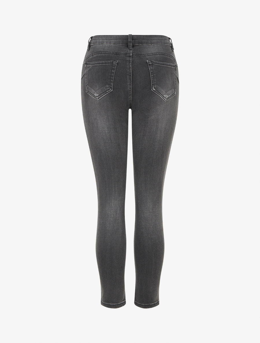 Jean slim délavé à taille haute - Gris foncé - 2