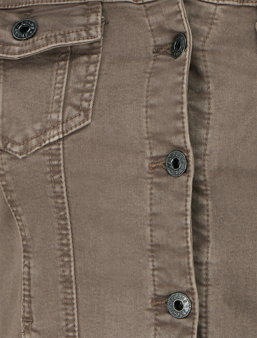 Veste en jean uni coupe droite - Taupe - 3