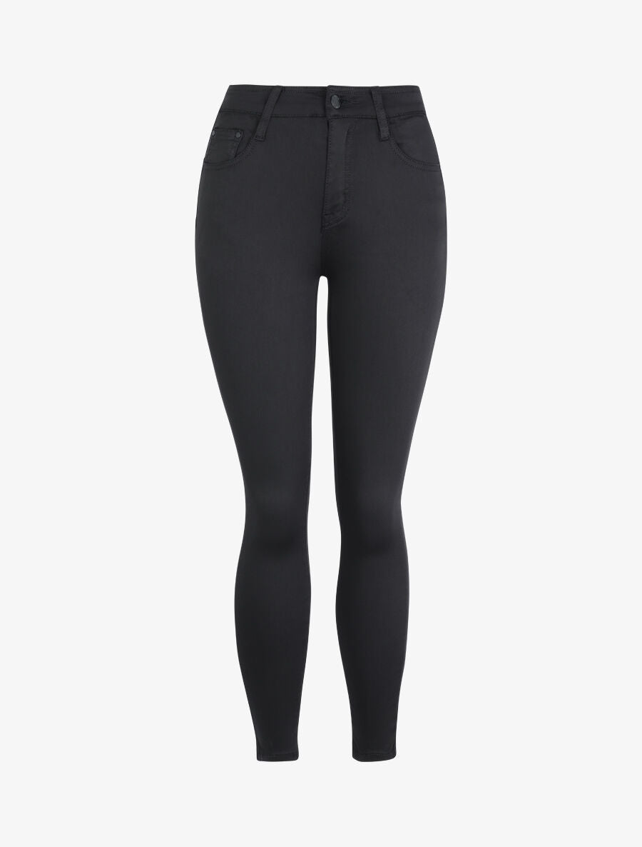 Jean skinny effet satiné - Noir - 1