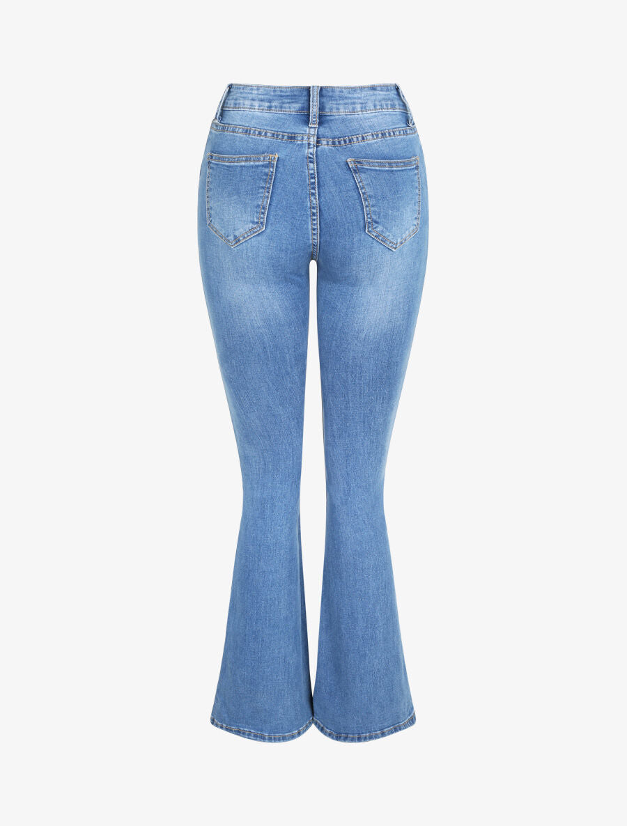 Jean flare délavé extra long - Bleu - 2