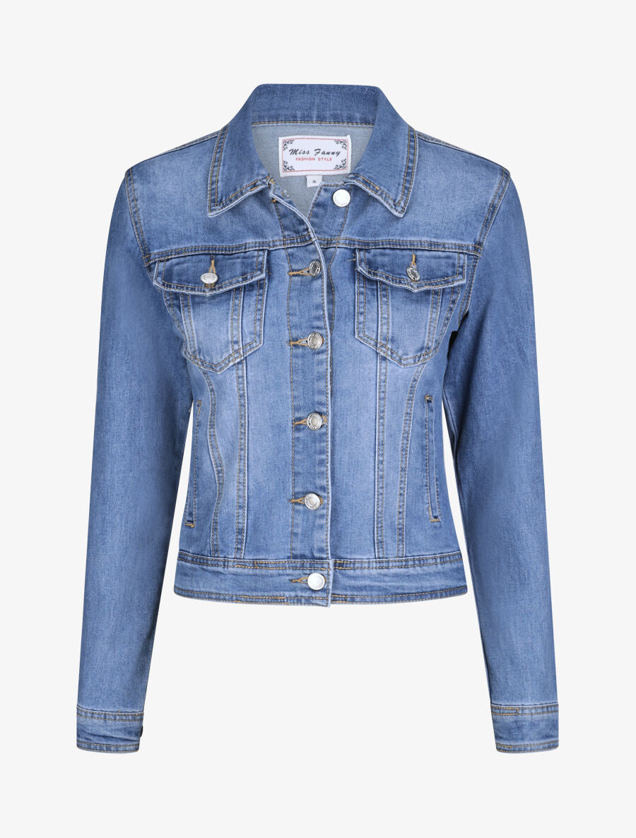 Veste en jean droite - Bleu clair - 1