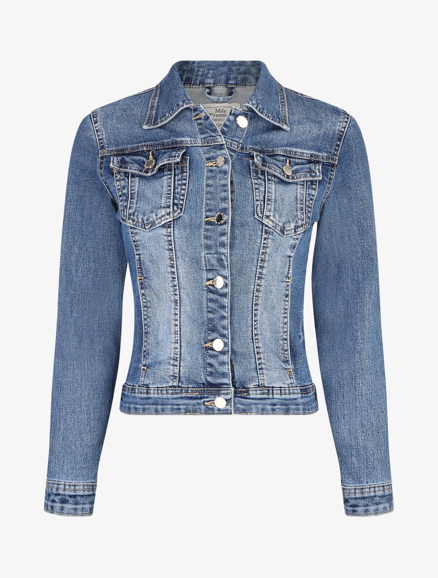 Veste en jean courte - Bleu - 1