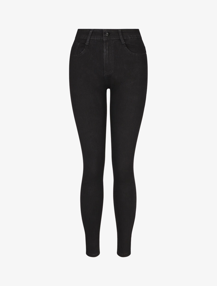 Jean skinny uni taille haute - Noir - 4