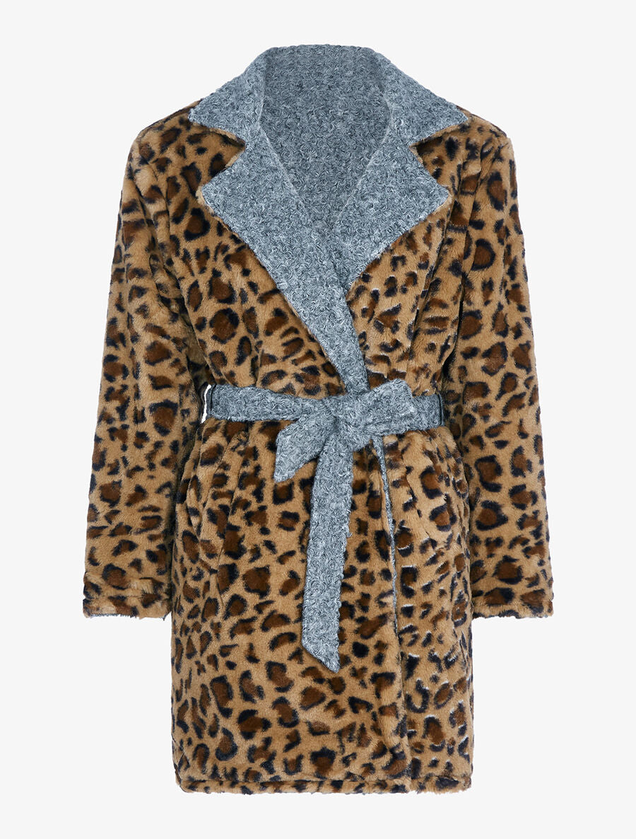 Manteau réversible effet laine bouclette - Gris foncé - 3