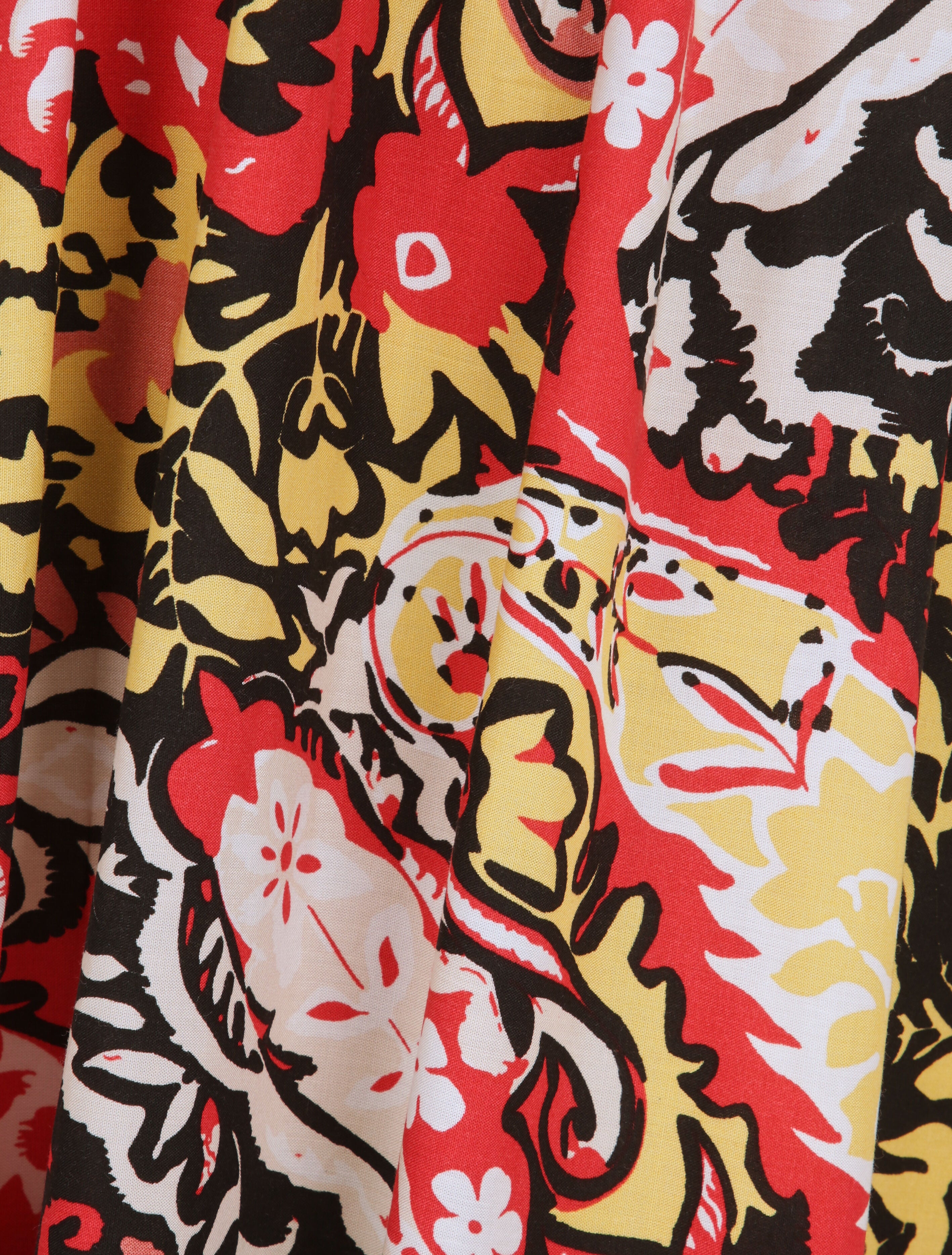 Robe longue imprimé foulard - Noir/rouge - 4