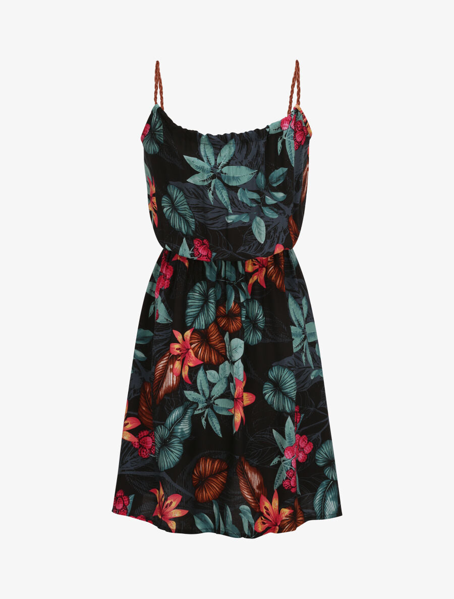 Robe patineuse à imprimé feuillage - Bleu nuit - 2