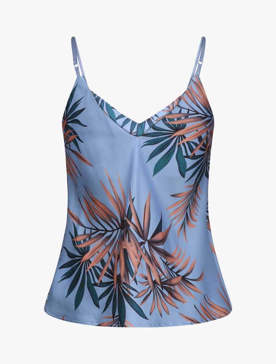 Caraco imprimé feuilles de palmiers - Bleu ciel - 2