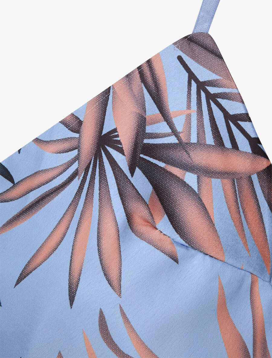 Caraco imprimé feuilles de palmiers - Bleu ciel - 3
