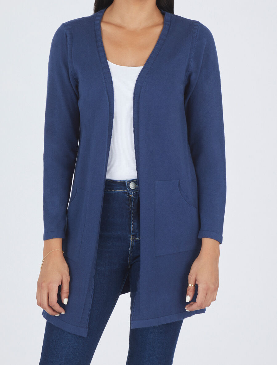 Gilet mi-long à manches longues - Bleu - 4