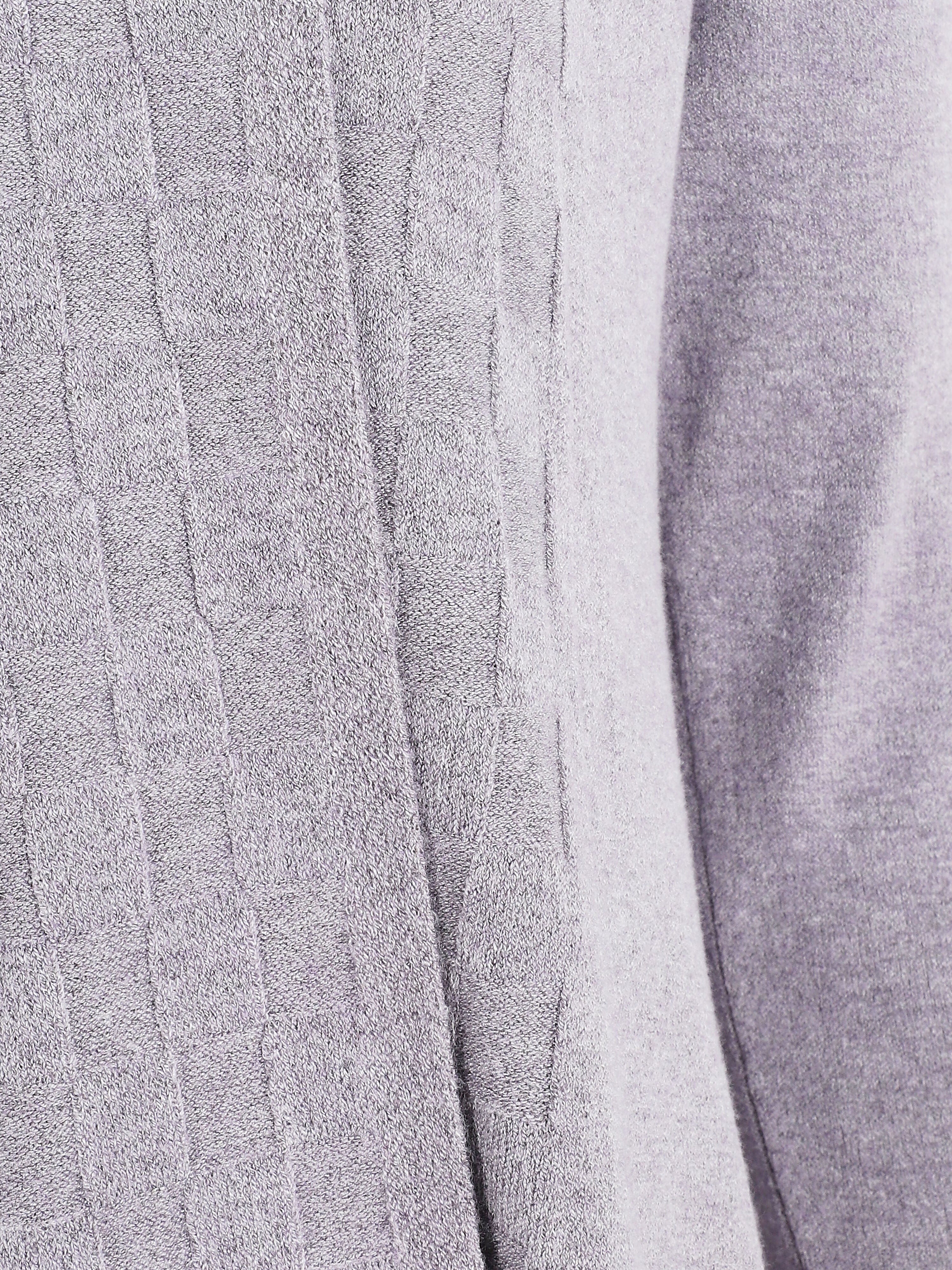 Gilet mi-long à col châle damier - Gris clair - 3